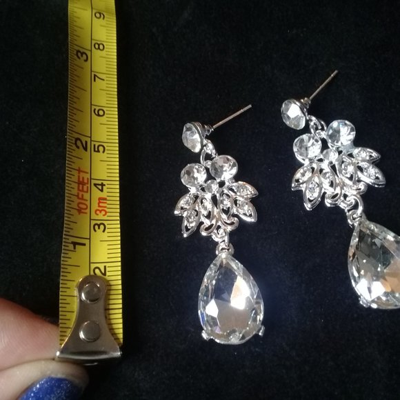 CZ Crystal lace style earrings - Picture 3 of 3